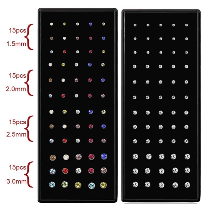 60PC Set Fashion Crystal Nose Ring Surgical Steel Nose Studs Piercing For Women Gift With Box Nariz Piercing Body Jewelry