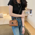 Women's Bag Square Block Lock Buckle Single Shoulder Square Chain Stripe Embossed Casual Simple Handheld Diagonal Straddle Bag.
