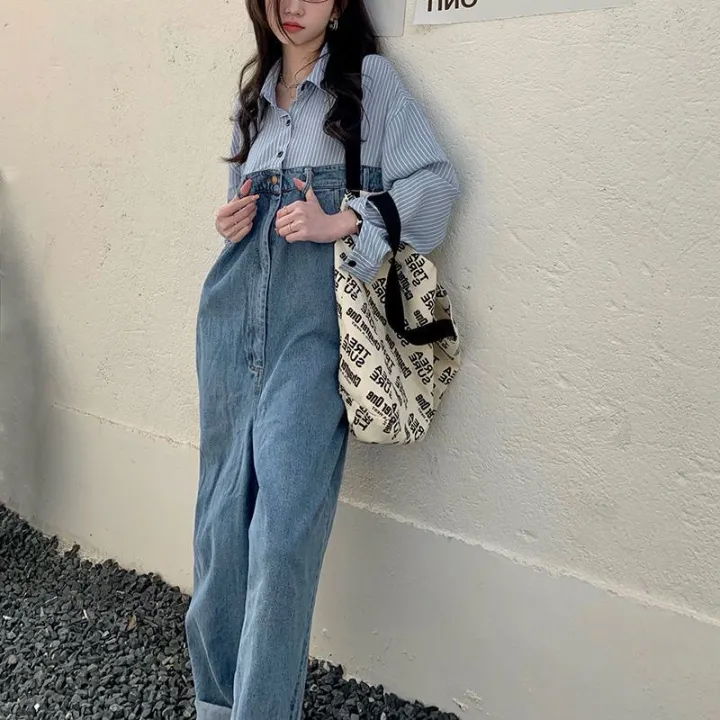 Shirt%20Stitching%20Denim%20Jumpsuit%20Women's%20High%20Waist%20Loose%20Drooping%20Mop%20Trousers%20Niche%20Fried%20Street%20Wide%20Leg%20Straight%20Pants%20-%20Image%208