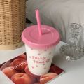 Copyright Korean style niche cartoon dog summer coffee plastic straw large capacity portable cup.