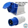 Industrial Male / Female Socket 16A 3Pin, 240V (Wall Type) - Solar Panel. 