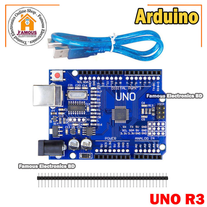 Arduino UNO R3 ATMEGA328P Chip CH340G Development Board with Data Cable ...