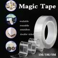 Nano Magic Double Side Adhesive Tape 2CM (3 meter)- Re-usable Clear, Waterproof Anti-Slip Traceless Sticky Gel Pad Strips Grip for Car, Home, Office Supplies.