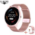 LIGE Smart watch Ladies Full touch Screen Sports Fitness watch IP67 waterproof Bluetooth For Android iOS Smart watch Female.