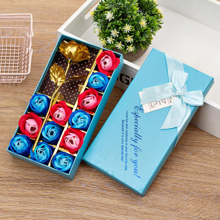 Long-lasting Rose soap flower gift box Romantic Beautiful Exquisite packaging Artificial flower Fragrant Delicate Foil rose flower for Home decoration Anniversary gift Wedding favor Birthday present