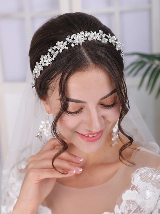 Silver%20Tiara%20Wedding%20Headdress%20Shiny%20Rhinestone%20Pearl%20Luxury%20Headband%20Elegant%20Women%20Hair%20Jewelry%20Set%20Bridal%20Hair%20Accessories%20-%20Image%203