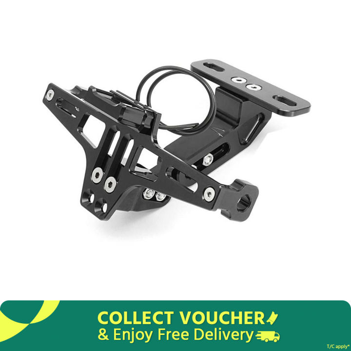CNC Frame Motorcycle License Number Plate Holder Bracket With Led Light Adjustable Most bike