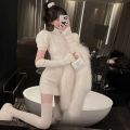 Stylish Temperament Long Sleeves Coat High Waist Slimming Half Body Short Skirt2023Spring New Korean Style Two-Piece Women's Clothing.