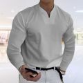 Autumn Mens Elastic Casual T-shirt Fashion Long Sleeve V Neck Fitness T-shirts Tops Spring Home Boyfriend Gift Streetwear S-5XL. 