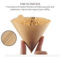 Hand-made coffee filter paper cone-shaped raw wood pulp funnel American coffee machine drip filter paper 1-2/2-4 person-50 sheets. 