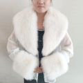 Large Winter Faux Fox Fur Scarf Women Jackets Warm Fluffy Shawl Fashion Artificial Fur Collar And Cuff Set Fluffy Scarves Female.