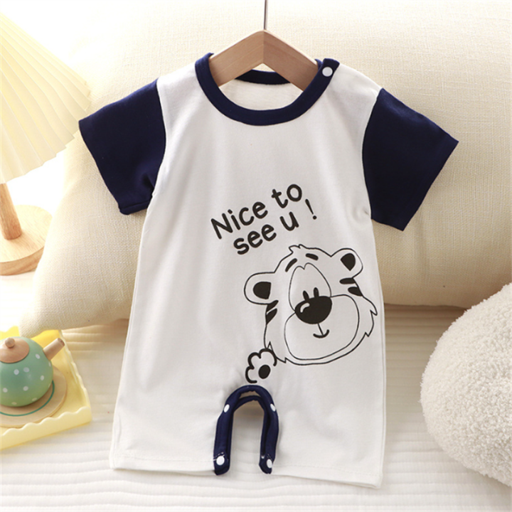 (Ready%20Stock)%20Summer%20Newborn%20Cotton%20Short%20Sleeves%20Bodysuit%20Korean%20Style%20Boys%20Baby%20Fashion%20Cartoon%20Pattern%20Printed%20Romper%20Infant%20Soft%20Comfortable%20Loose%20One-Pieces%20Jumpsuits%20-%20Image%203
