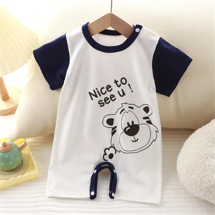 (Ready%20Stock)%20Summer%20Newborn%20Cotton%20Short%20Sleeves%20Bodysuit%20Korean%20Style%20Boys%20Baby%20Fashion%20Cartoon%20Pattern%20Printed%20Romper%20Infant%20Soft%20Comfortable%20Loose%20One-Pieces%20Jumpsuits%20-%20Image%203