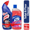 Harpic Lizol Double Protection- 750ml Toilet Cleaner & 500ml Floral Surface Cleaner Combo. 