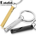Personalize Keychains 3D Bar Stainless Steel Keyrings 4 Sides Engrave Text Name Date Logo Custom Key Chains Rings Love Gift P039. 