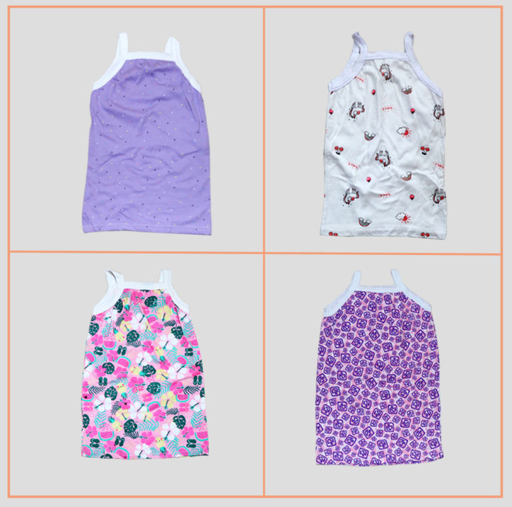 4%20Pieces%20MultiColor%20Cotton%20Singlet%20/%20Tank%20Top%20for%20girls%20-%20Image%203