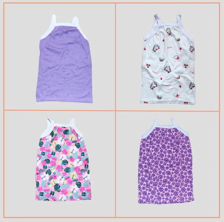 4%20Pieces%20MultiColor%20Cotton%20Singlet%20/%20Tank%20Top%20for%20girls%20-%20Image%203