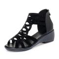 Real Soft Leather Roman Sandals Women's Chunky Heel Mom Shoes Fashion Outerwear Women's Sandals Wedge Women's Shoes 2023.