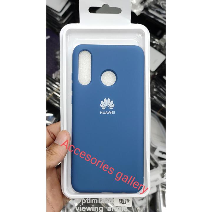 AICEK Cover Per Huawei P30 Lite - Custodia In TPU Morbido Trasparente E Blu, Ultra Sottile, Antigraffio