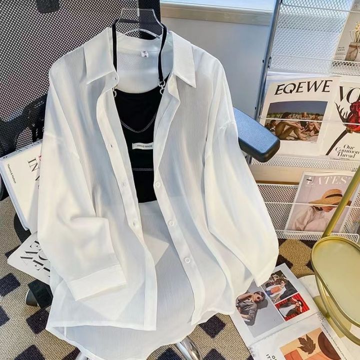 Summer%20New%20Chiffon%20Sun%20Protection%20Shirt%20Women's%20Korean%20Style%20Loose%20Mid-Length%20UV%20Protection%20Outerwear%20Thin%20Open%20-%20Image%202