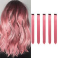 Black Friday 22 Inch Colored Pink Hair Extensions Party Highlights Straight Hairpiece Clip in Synthetic for Kids Girls(5 Pc).