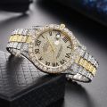 Diamond Bling Watch Men Gold Color Men’s Quartz Watches Luxury Male Clock. 