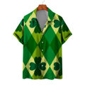 Hawaii Men's Beach Shirts Men Women Couple's Shirt Four-leaf Clover 3d Printed Lapel Short Sleeve Shirt Floral Shirts Tops.