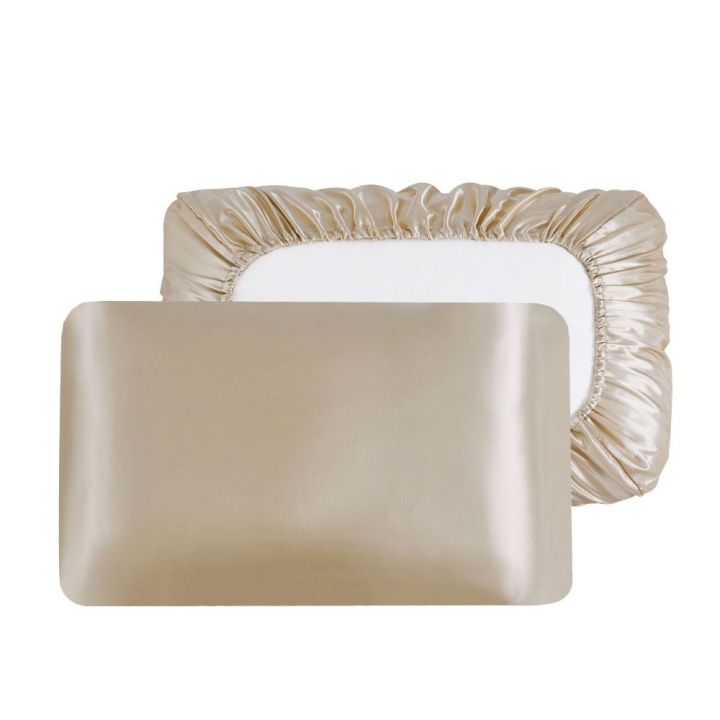 2pcs%20Comfortable%20Solid%20Color%20Silk%20Elastic%20Pillow%20Case%20Satin%20Silk%20Skin%20Friendly%20Sleeping%20Pillowcase%20Soft%20Pillow%20Cover%20Household%20-%20Image%204