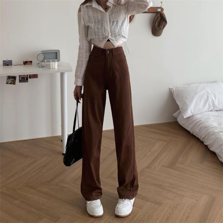 Summer%20Women%20Brown%20Jeans%20High%20Waist%20Loose%20Straight%20Wide%20Leg%20Denim%20Female%20Y2k%20Casual%20Streetwear%20Vintage%20Baggy%20Trouser%20-%20Image%204