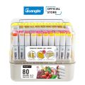 Guangbo Double Headed High quality Marker Pens - Professional Marker Pen Set for Coloring Fine Arts Guangbo 80 color set.