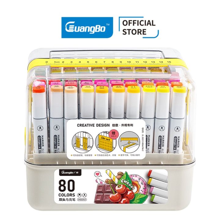 Guangbo Double Headed High quality Marker Pens - Professional Marker Pen Set for Coloring Fine Arts Guangbo 80 color set