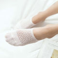 5 Pairs Women Non-slip Socks Invisible Summer Solid Color Mesh Ankle Boat Socks Silicone Female Cotton Slipper No Show Socks. 