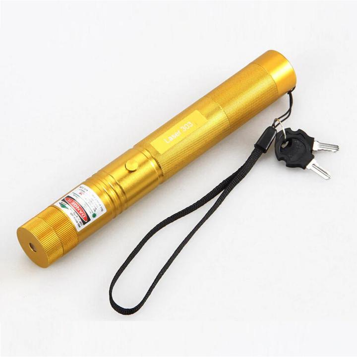 15 Miles 532nm Adjustable Focus Green Pointer Beam Light Pen +Star Cap 5mw - Gold