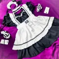 Maid Costume Set Anime Cosplay Lolita Japanese Maid Dress Outfit Cute Black Dress. 