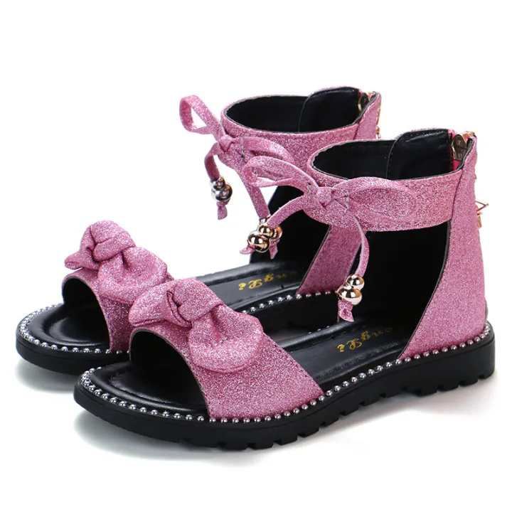 Girls'%20Sandals%20Summer%202024%20New%20Fashion%20Korean%20Edition%20Princess%20Shoes,%20Big%20Kids,%20Little%20Girls,%20Soft%20Sole%20Children's%20Roman%20Shoes%20-%20Image%205