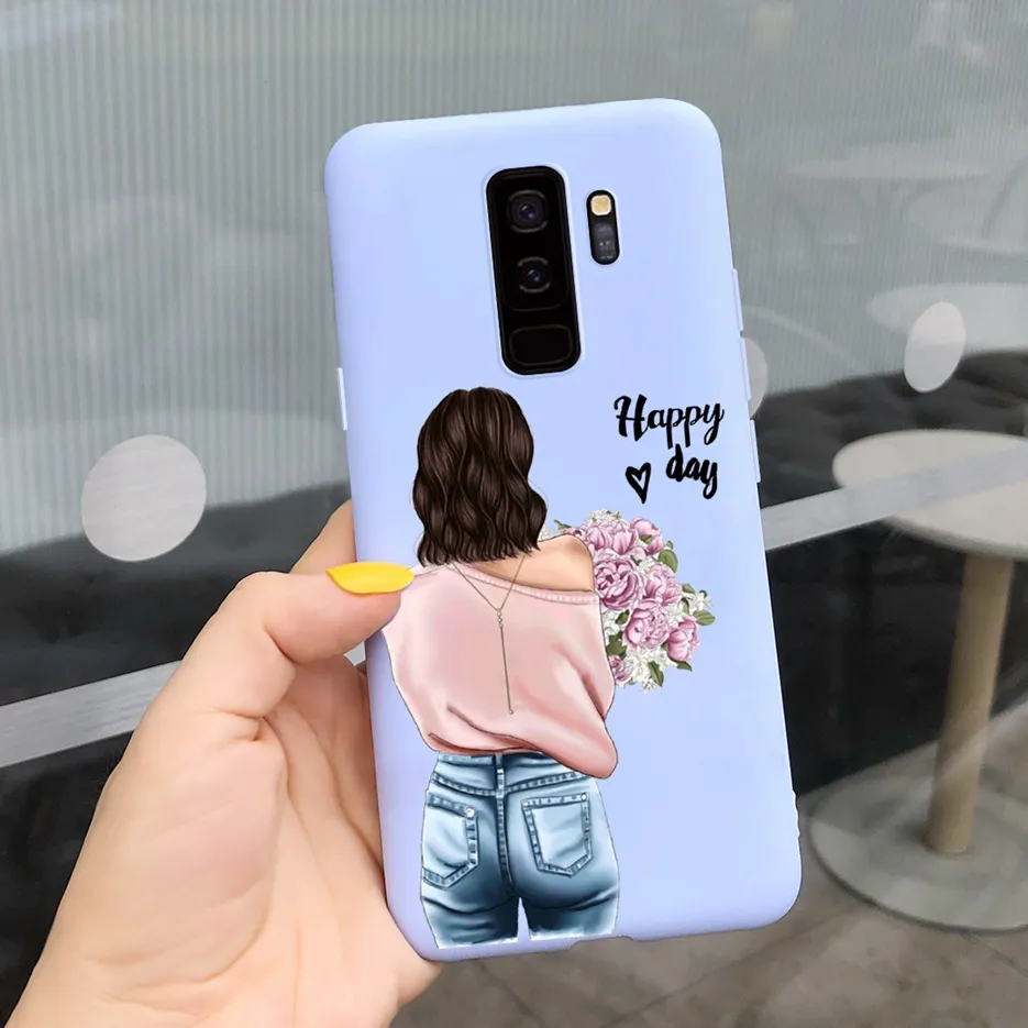For Samsung Galaxy S9 S9+ Case Pretty Cartoon Girls Cover Soft