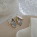 Grey Leaf Stud Earrings For Women Girls Ladies Korean Fashion Ear Ring Jewelry - Kaner Dul - Kaner Dul. 