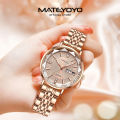 MATEYOYO Women Watches Diamond Casuals Retro Stainless Steel Strap Watches Quartz Watches Calendar Dial Luminous Pointer Watches 5ATM Waterproof Watches Business Wristwatch for Women Ladies. 