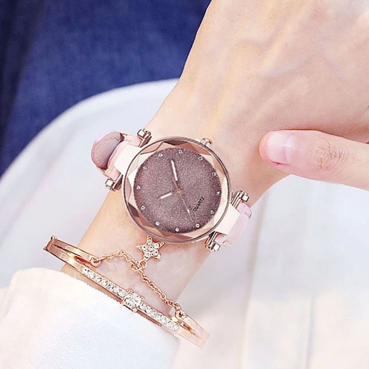 2pcs%20Set%20Luxury%20Fashion%20Women%20Quartz%20Watches%20And%20Diamond%20Bracelet%20Clock%20Wristwatch%20No%20Box%20-%20Image%203