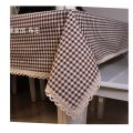 M2O8 Coffee Plaid Tablecloth Fabric Pastoral Fashion Cotton Linen Lace Tablecloth Tablecloth Restaurant Tablecloth Tea. 