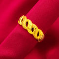 New twist gold sand gold living ring women's fashion ancient ring trendy style women's ring retro style.