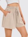 Soft Cotton Linen Women’s Shorts with Functional Side Pockets and Adjustable Waist.