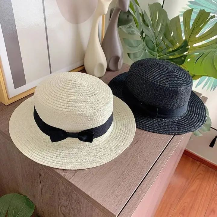 women%20straw%20hat%20Flat%20Top%20Straw%20Hat%20Vacation%20Casual%20Shopping%20Beach%20Hats%20for%20Woman%20Hats%20for%20girls%20Church%20Courtesy%20Panama%20Sun%20Hat%20-%20Image%204