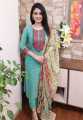 Yellow Joypuri Cotton Unstitched Skin Print High-Quality Three Piece - A Stylish Dress for Girl. 