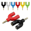 3.5mm AUX Audio Mic Splitter Cable Earphone Headphone Adapter PC Headphone Converter. 
