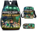 Minecraft luggage, school bag, three-piece set, game peripherals, backpacks, shoulder bags, pencil cases, primary and secondary school students, backpacks.