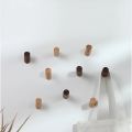 Natural Wood Wall Mounted Coat Hook Decorative Key Holder Hat Scarf Handbag Storage Robe Hanger Bathroom Rack HK-.