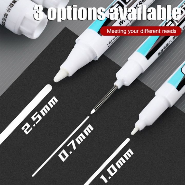 0.7/1.0/2.5MM White Permanent Marker Pen Waterproof Painting Marker For Wood Rock Plastic Leather Glass Stone Metal Art Supplies Luhuai CVC