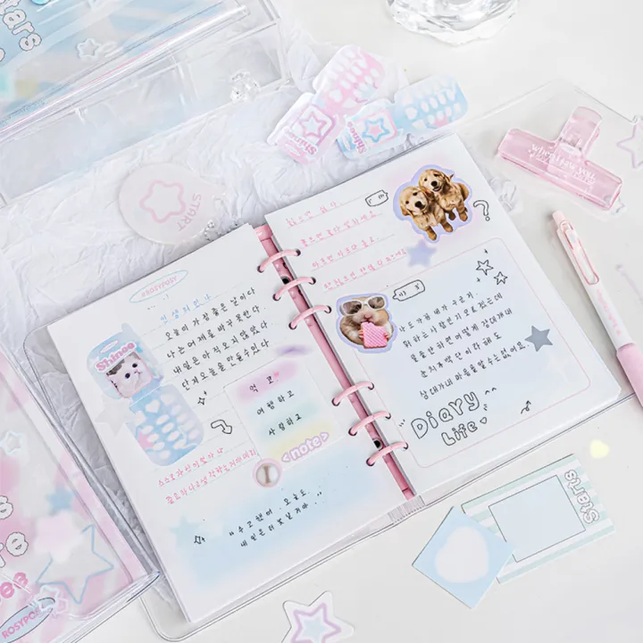 Pvc%20Envelope%20Series%20Girl%20Heart%20Star%20Book%20Unique%20148*192mm%20Snap%20Button%20Diary%20Book%20Diy%20Detachable%20Notebook%20for%20Stationery%20Enthusiasts%20Personal%20Journaling%20School%20Or%20Office%20Supplies%20Creative%20Writing%20Gift%20-%20Image%205