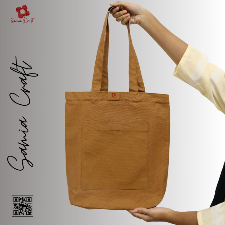 SamiaCrafts%20Canvas%20Tote%20Bag%20Exclusive%20Design%20with%20Outside%20Pocket%20Shopping%20Bag%20/College%20University%20Bag,%20Tote%20Bag%20with%20Zipper%20-%20Image%204